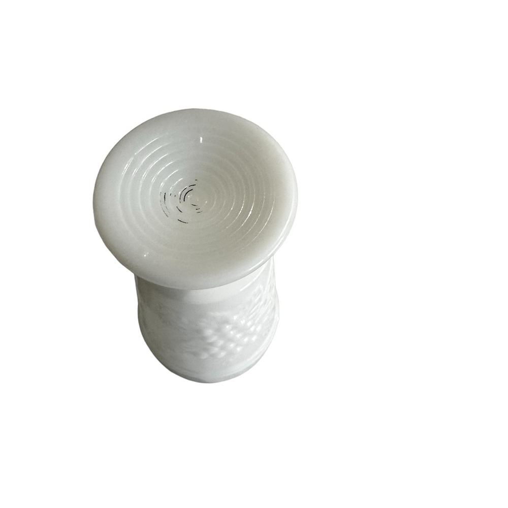 TWO VINTAGE WHITE MILK GLASS GRAPEVINE  PEDESTAL BASE - Picture 7 of 12